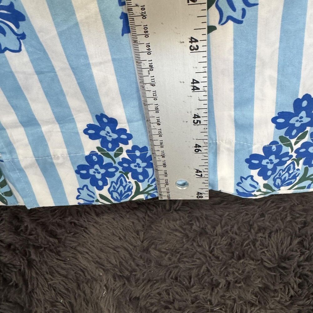 Sail To Sable Shirt Dress Women's XL Blue Block Print Striped Puff Sleeve Midi - Picture 8 of 10